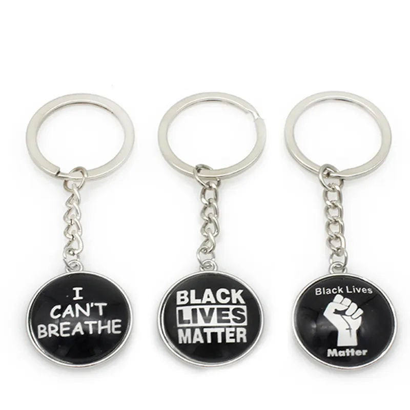 Svart liv Matter Nyckelringar Bokstäver Växlar Hängsmycke Bag Charms Tillbehör Smycken Bil Key Ringar Kedjor Hållare Fashion Key Fobs 3 Designs