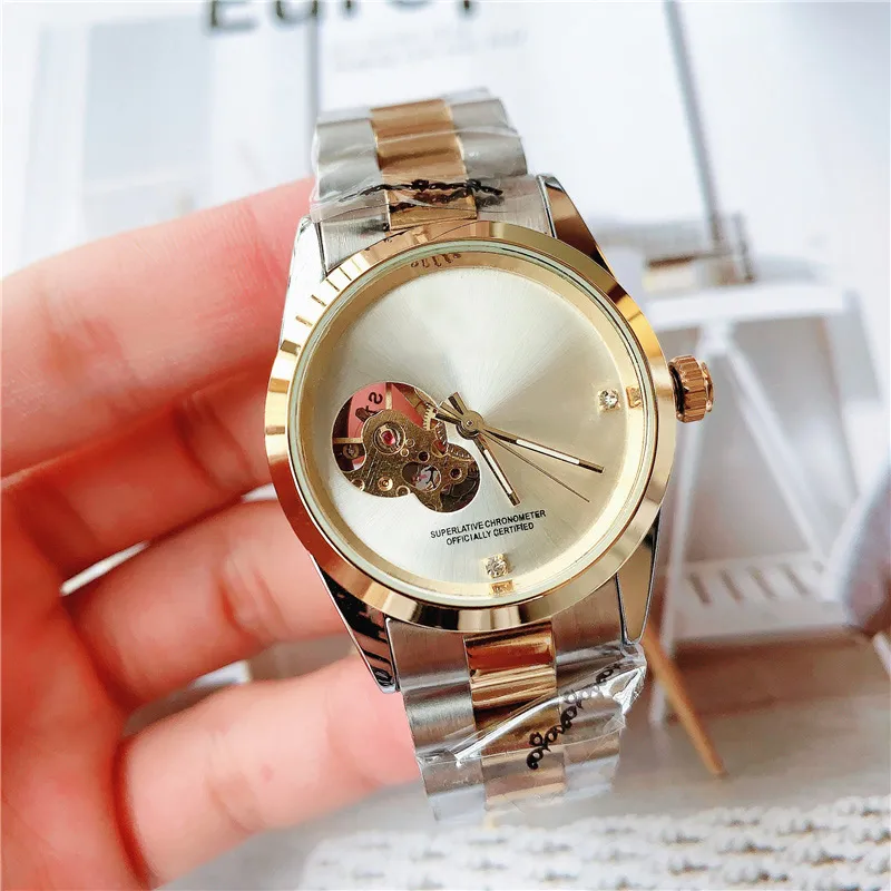 Top Brand High Quality Men and Women Watches Automatic Movement Sample Designer Watch 35mm Case Diamond Scale President Strap Waterproof