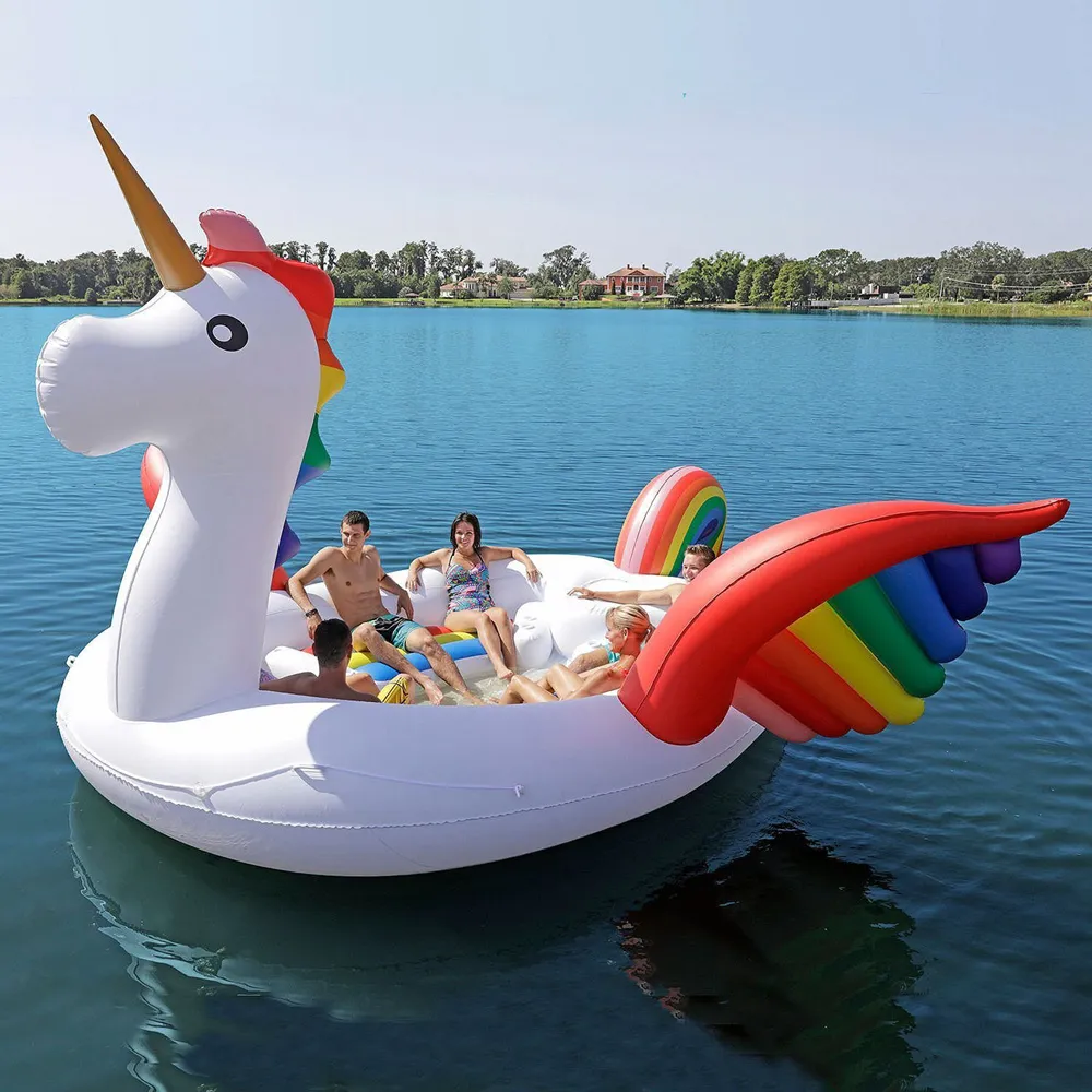 DHgate 6 8 Person Giant Inflatable Unicorn Float Party Island for Pool Lake or Beach Home Garden
