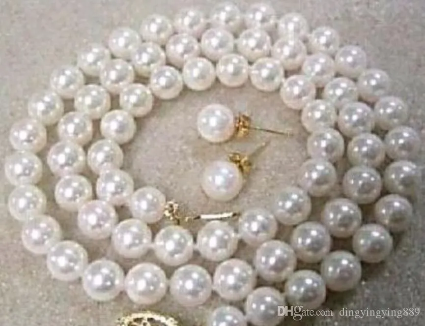 jewelry FREE 7-8MM White Akoya Cultured Pearl Necklace Earring