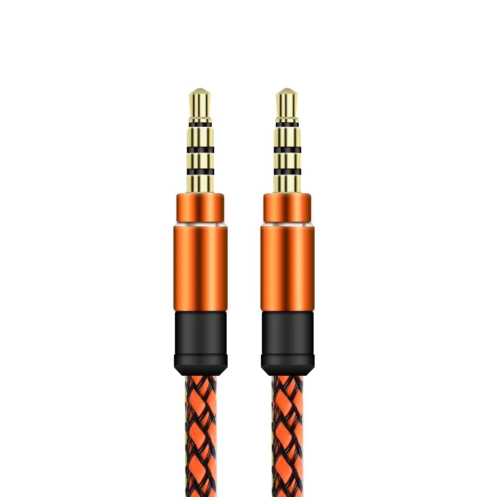 3.5mm Jack Audio Cable Jack 90 Degree Right Angle 3.5 Mm Male To Male Cloth Audio Aux Cable For IPhone Car Headphone Speaker Wire Line Aux Cord-(Black 6.6ft/2m