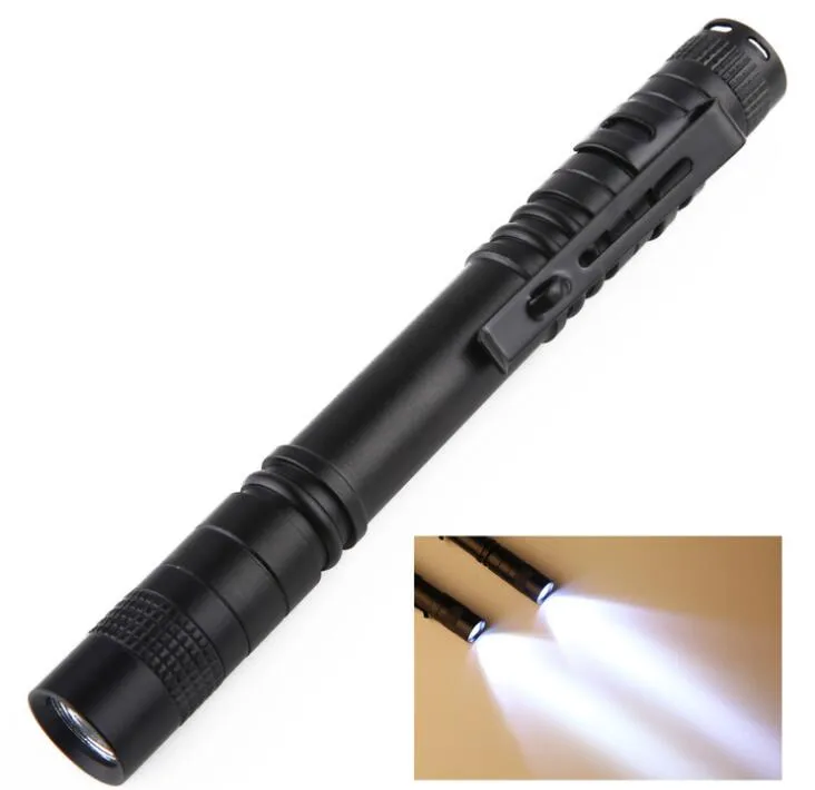 13cm Slim Pen Clip LED XPE-R3 ficklampa Portabel Aluminium Alloy Vattentät Batteri Troch 300LM Pennor Ljus Ficka Utomhus Nödlampa