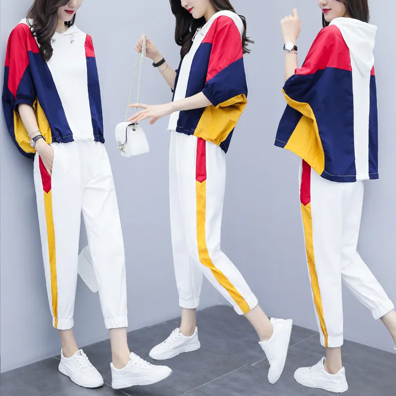 Kvinna Outfits 2 Piece Matching Set Plus Size TrackSuit Sportkläder Co-Ord Satser för Kvinnor Byxor Hoodies Topp sommarkläder