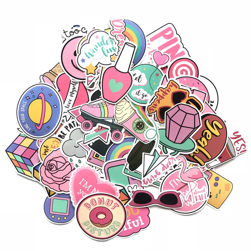 Cute Pink Car Stickers Aesthetic Trendy Sticker Laptop Water Bottle Phone Pad Guitar Bike Luggage Decals for Kids Girls Teens Gift4675833