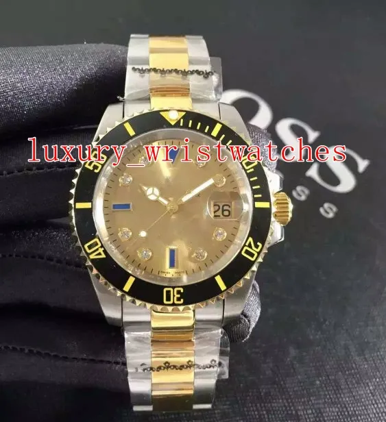 Doskonałe Wysokiej Jakości Wristwatches Dwa tony 40mm 116613 Kolorowe Diament Niebieski Luminescent Azja 2813 Ruch Automatyczny Zegarki Zegarek Mens