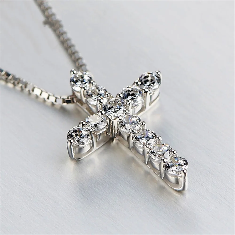 OIDEA Stainless Steel Cross Necklace With CZ Birthstone - Sliver Necklace For Women & Men - Gift For Christmas, Birthday - View #8