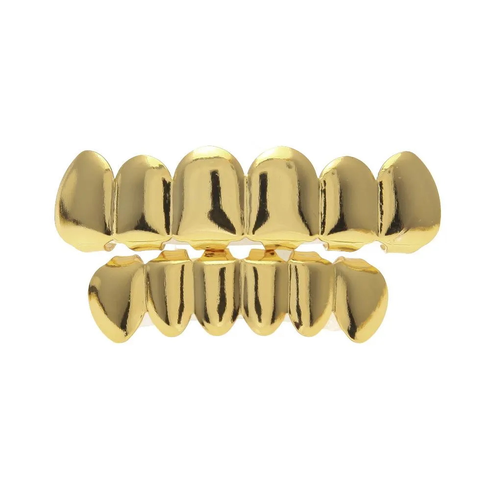 本物の金メッキの歯Grillz Glaze Gold Teeth Hip Hop Bling JewelryMen新しいボディピアスジュエリー