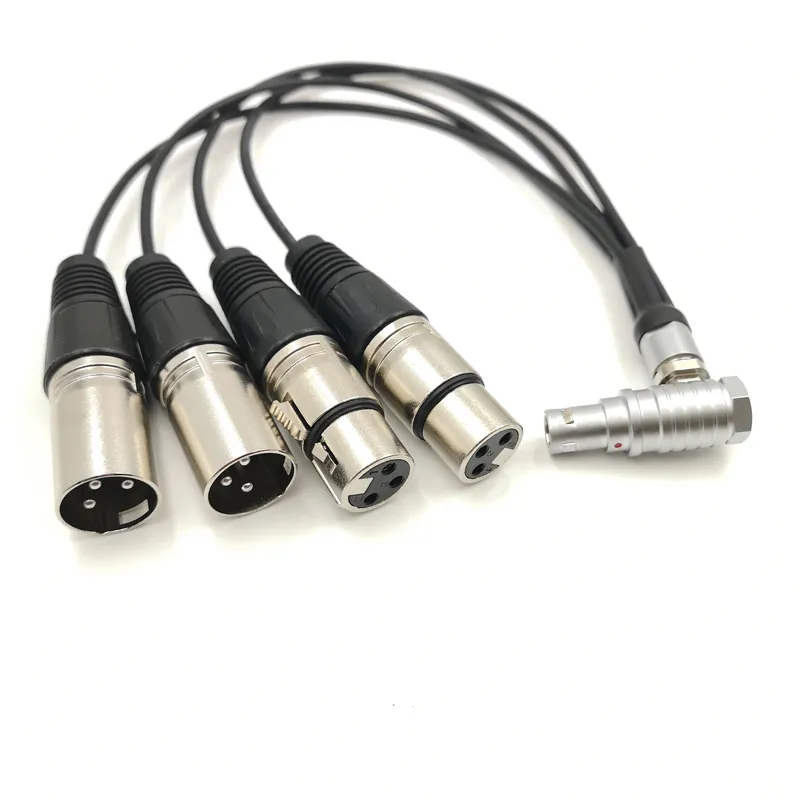 10 Pin Elbow Male Plug to 4 XLR Breakout Audio Input Output Cable for ...
