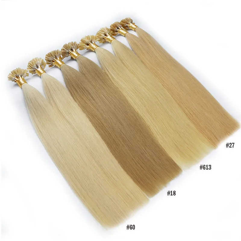 Fusion High Qulity Pre Bond Hair Extension U Wskazówka Włosy Brazylijskie Indie Europejskiej Chińczyk 12-24 cali 50g 70g 100g Factory Outlet Hurtownie