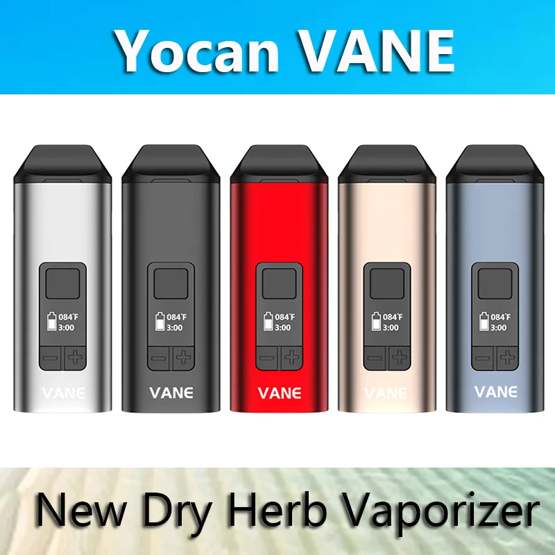 Autêntica Yocan Vane Seco Herb Vaporizador Pen E Cigarro Kits 1100mAh Tc com Exposição OLED Câmara Cerâmica 100% Real Ishred