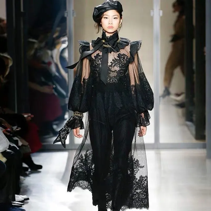 Asymmetrical Black Lace Maxi Dress With Lantern... From Yecaomei, $74.34 | DHgate.Com Asymmetrical Black Lace Maxi Dress With Lantern... From Yecaomei, $74.34 | DHgate.Com