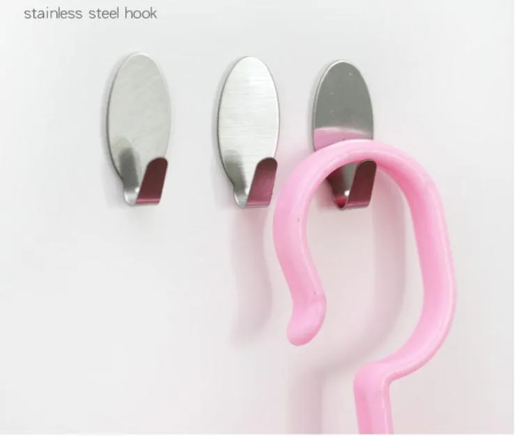 Stainless Steel Stick Holder Robe Hooks Hanger Man Woman Portable Home Kitchen Wall Door Self Adhesive Minimalism SN3869