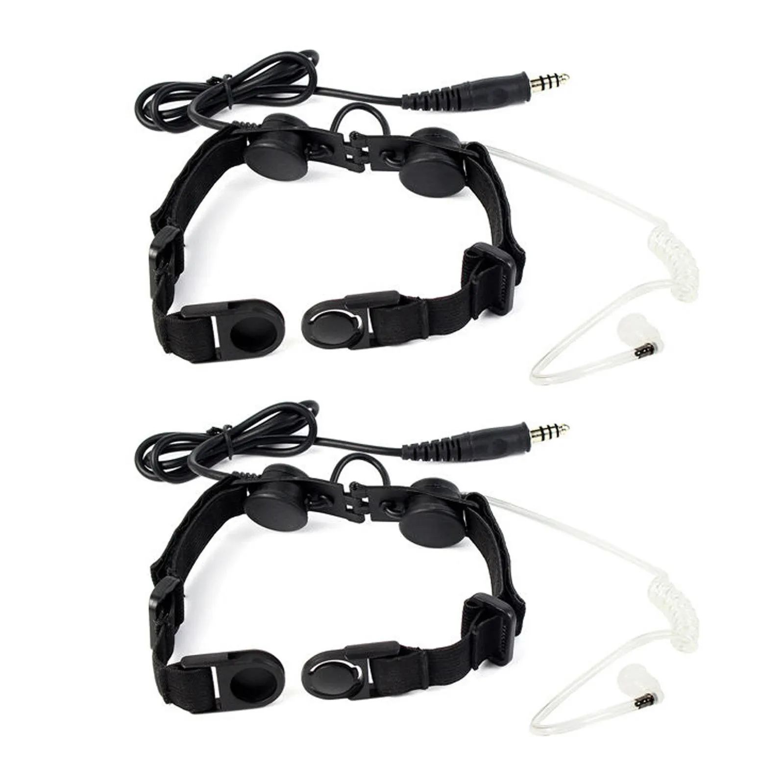 New 2PCS Tactical Throat Mic Air Acoustic Tube Earpiece Headsets for Radios CS