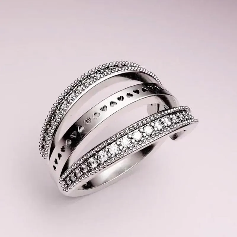 Fashion Real 925 Sterling Silver omkeerbare RING voor Pandora CZ diamanten trouwringen voor vrouwen met originele boxset