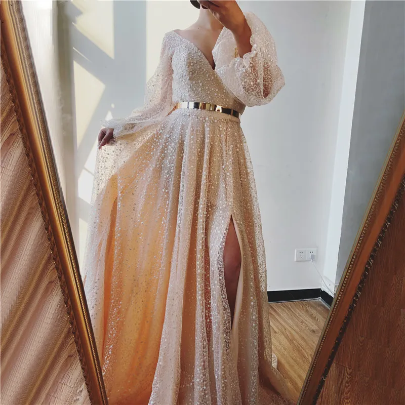 slim fit dress slacks Mermaid Long Glitter Formal Prom Dress main image 0
