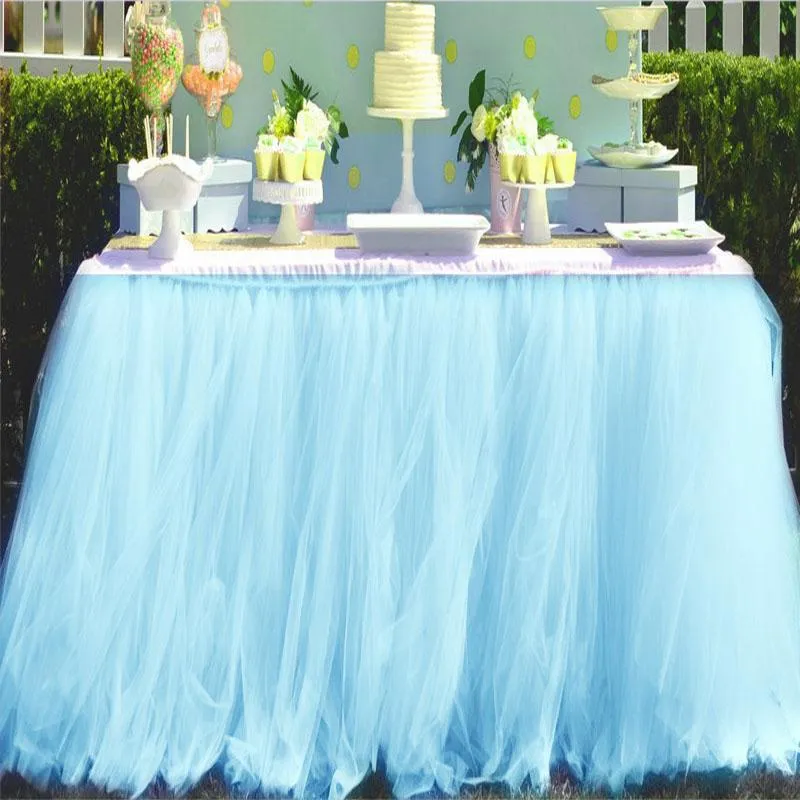 Hem textilier bröllopsfest tulle tutu bord kjol födelsedag baby shower bröllop bord dekorationer DIY Craft 4PCs