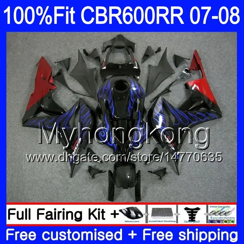 Injection For HONDA CBR600 RR 07 08 CBR 600F5 600 RR F5 07 08 283HM.41 CBR600F5 Blue flames hot CBR 600RR CBR600RR 2007 2008 Fairing kits