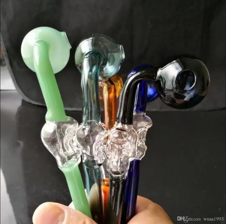 Transparent bones head color bend pot Wholesale Glass Bongs Accessories, Water Pipe Smoking, Free Shipping