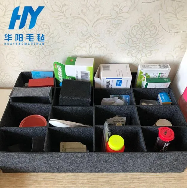 Felt desktop drawer separate storage tray storage box cosmetic jewelry sundries felt storage bag container Multifunction Boxes Drawer Makeup