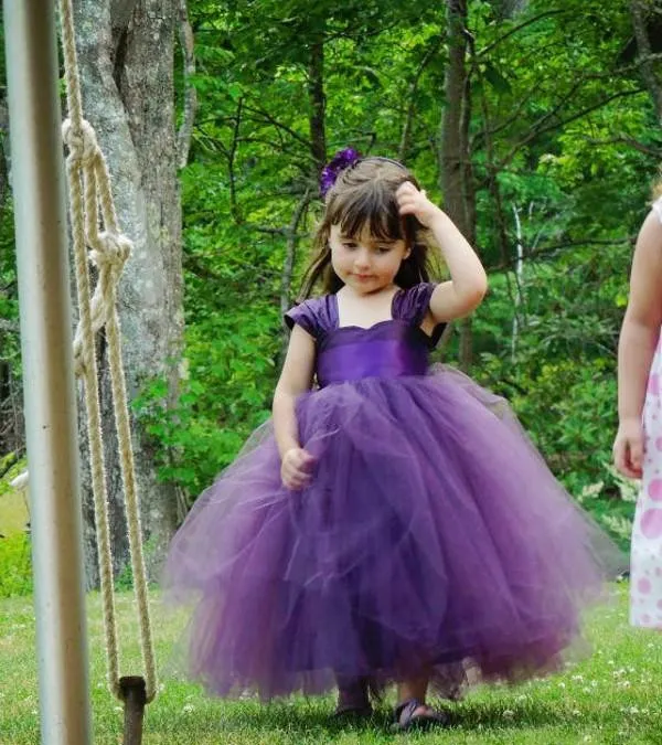 Princesse Tulle robes de demoiselle d'honneur robes de noël pour enfants robe de bal jupe violet Tulle enfant en bas âge robes de première Communion 146