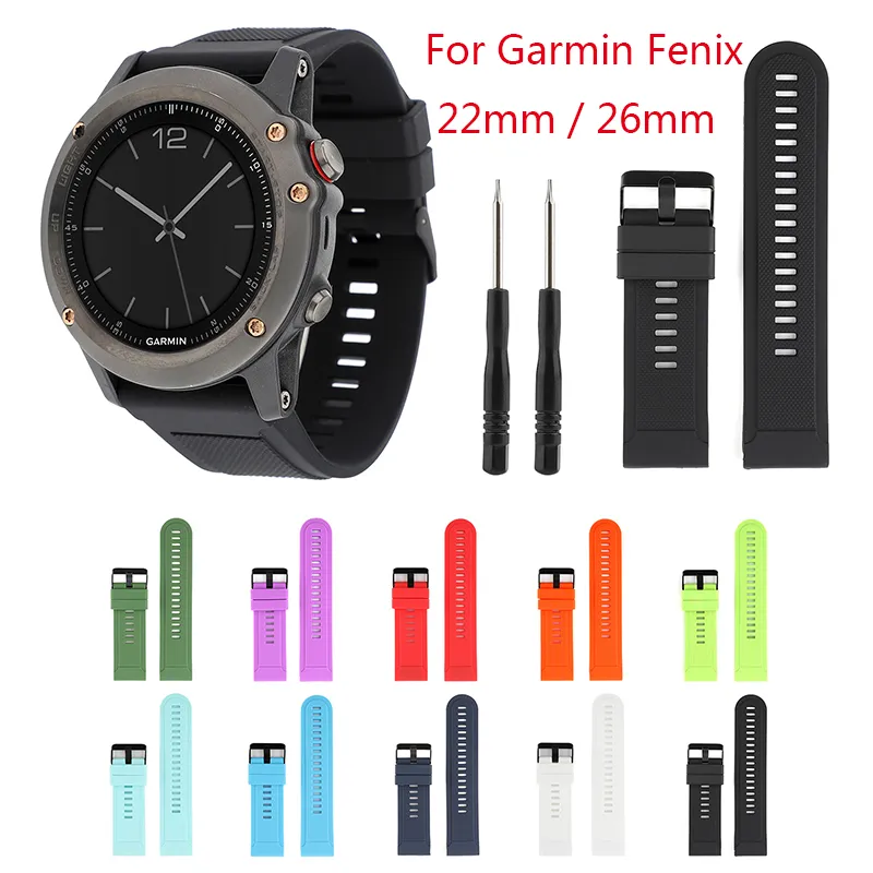 Weiches Silikonarmband für Garmin Fenix 5, Silikonband, 22 mm, schnelle Passform, für Garmin Fenix 5X 3 3HR, Band 26 mm