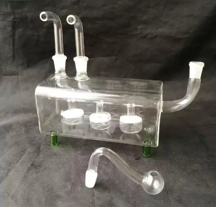 Accessoires de bongs en verre de narguilé à double barre transversale ﾠ, Pipes à fumer en verre colorées mini multicolores Pipes à main Meilleure cuillère en verre