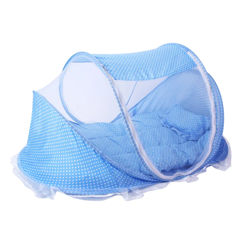 4 in 1 Draagbare Crib Netting Bed Mosquito Net met kussen Katoenen Pad Zomer Automatische Gratis Installatie Opvouwbare Bedcover Tent