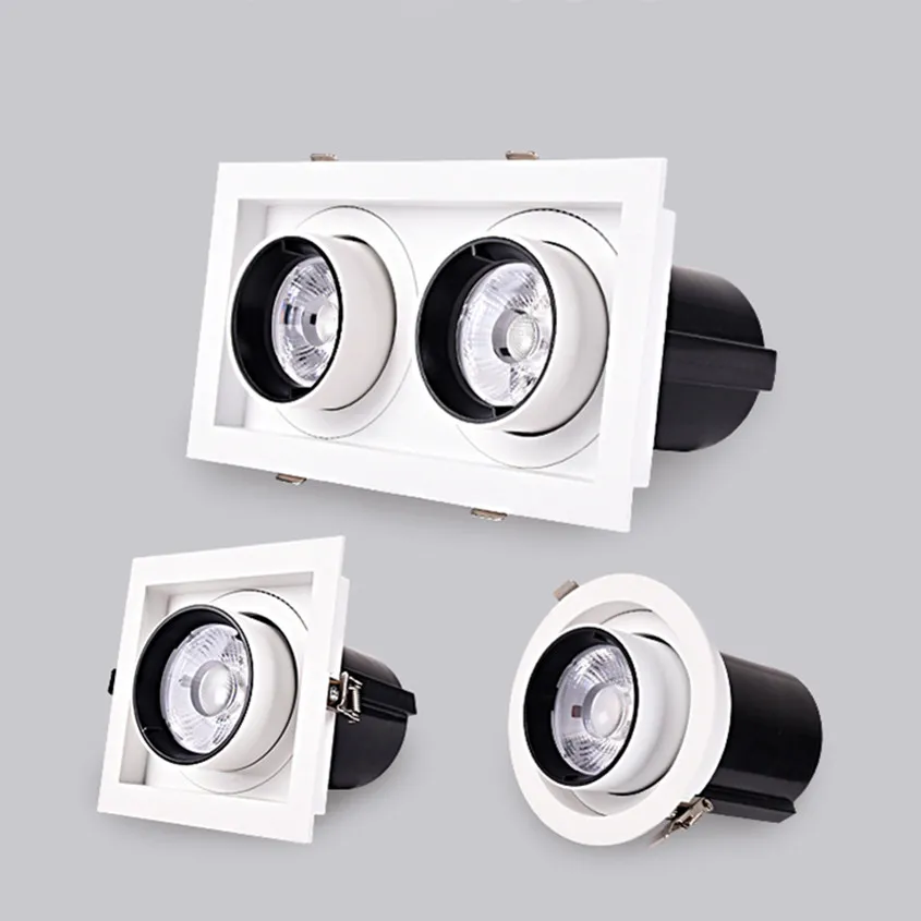 White Stretch Spotlights COB LED Downlights12W 18 W 25W 2x20 W Osadzony 360 stopni Rotacja LED Downlight Oświetlenie domowe