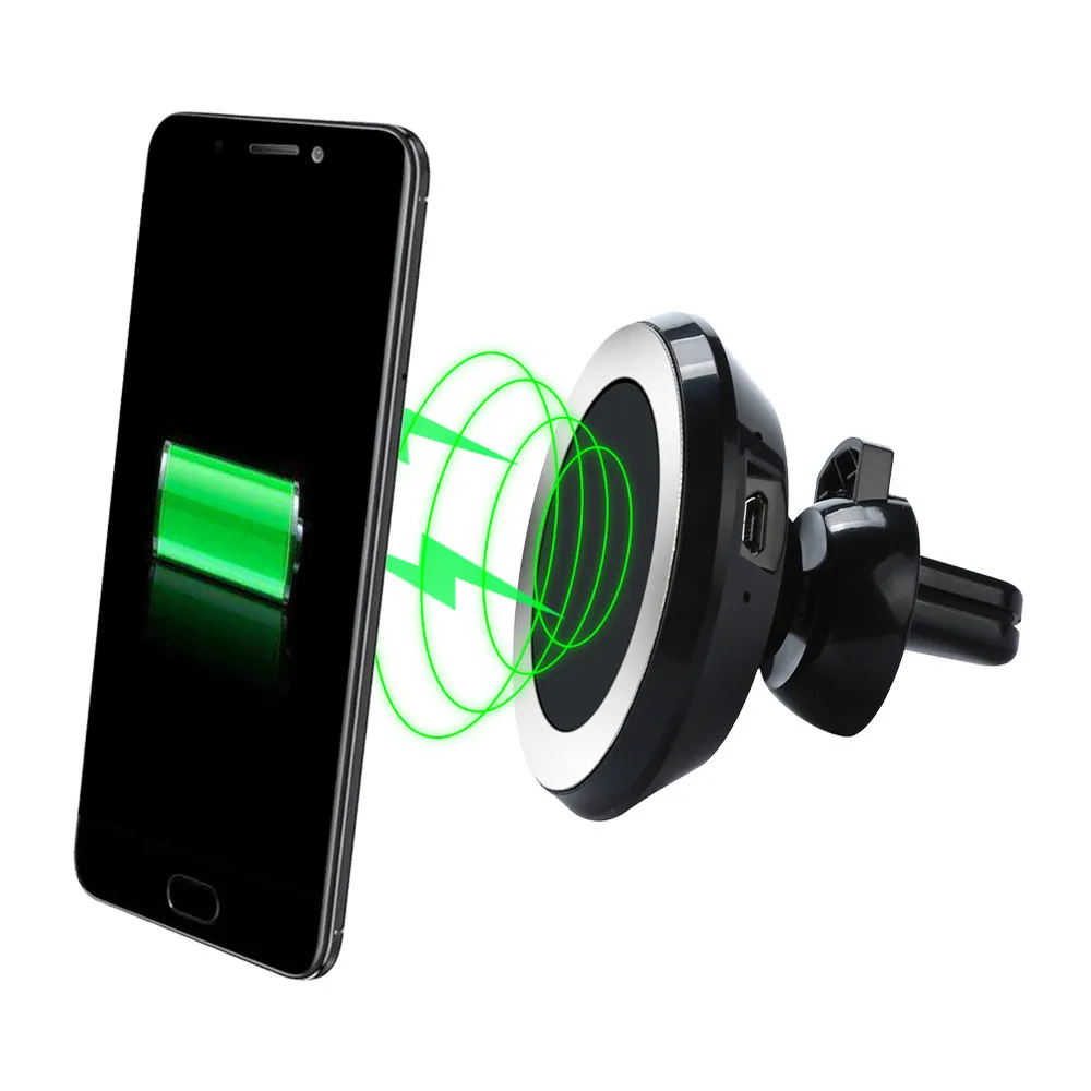 Qi Wireless Charger Car Air Vents Clamp Magnetic Stand Holder Ładowanie dla iPhone X XS 11Pro Max Samsung S10 Note10 Plus nawigujący wspornik