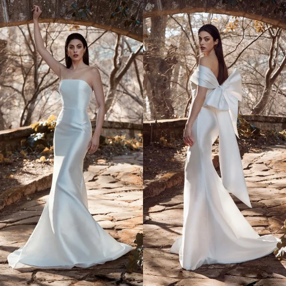 2020 robes De mariée sirène élégantes robes De mariée sans bretelles balayage Train avec Wrap robes De mariée Vestidos De Novia