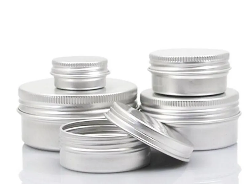 500pcs/lot 5ml 10ml 15ml 20ml 25ml 30ml 50ml 60ml 150ml Aluminum Lip Gloss Container cream jar cosmetic container