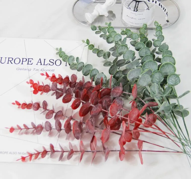 Simulatie Eucalipto enkele kunstmatige eucalyptus blad kunstmatige planten voor bruiloft schieten prop huisdecoratie GD205