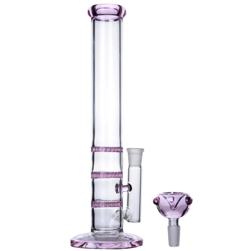 11 Inch Straight Beaker Thick Bong Tall Hookah Triple Honeycomb Bongs Perc Recycler 14mm Joint