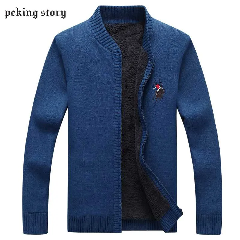 Peking Story Men's Mandarin Collar Sweaters Autumn And Winter Slim Fit For Man Classic Solid Color Sweater Men Knitwear Sweater