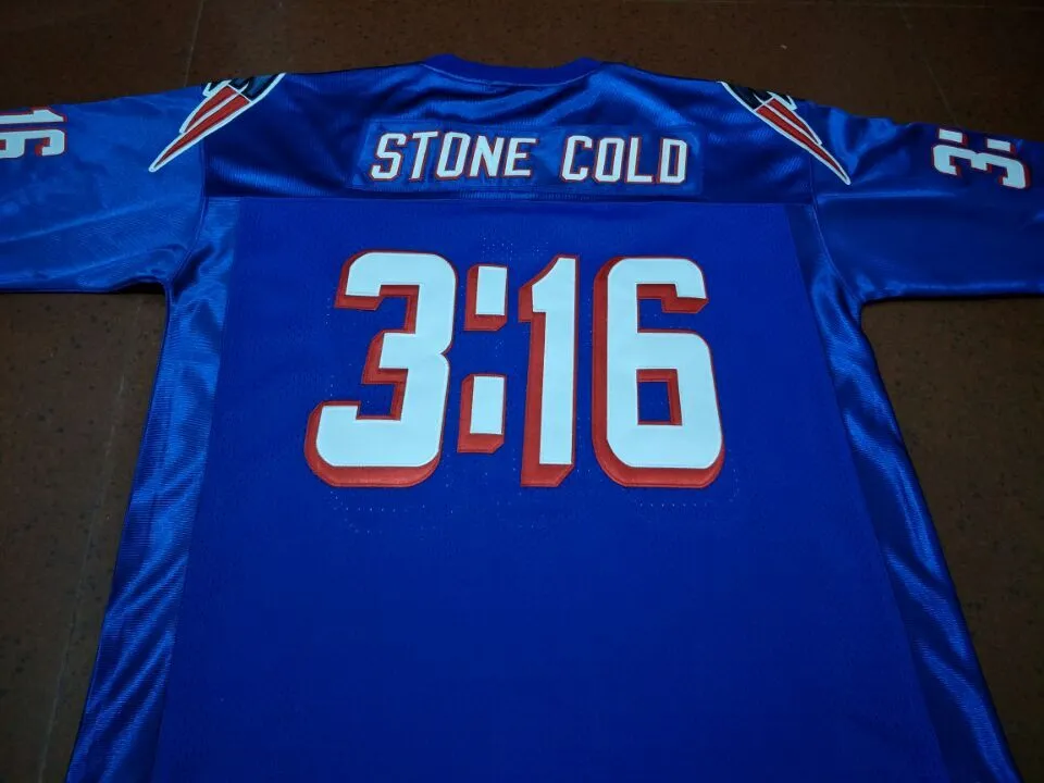 Custom Mens Stone Cold Steve Austin #3:16 Blue White From