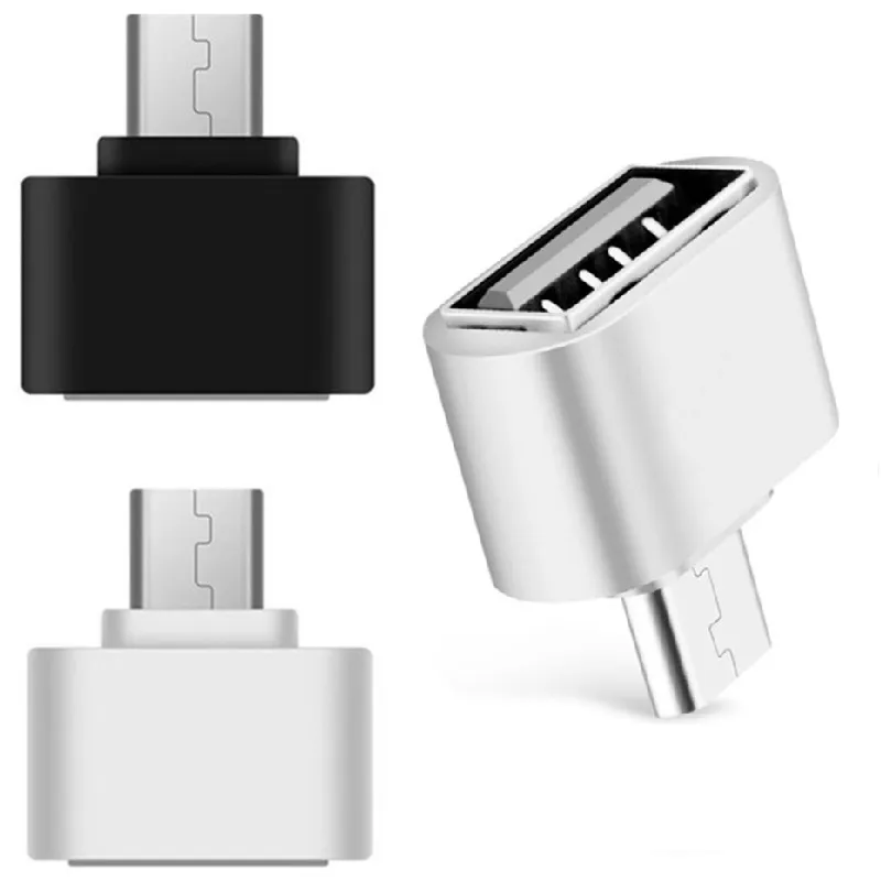 USB مايكرو USB OTG إلى محول ذكر إلى أنثى لالهواتف الذكية، والهاتف المحمول اتصال لUSB فلاش ماوس لوحة المفاتيح أبيض أسود