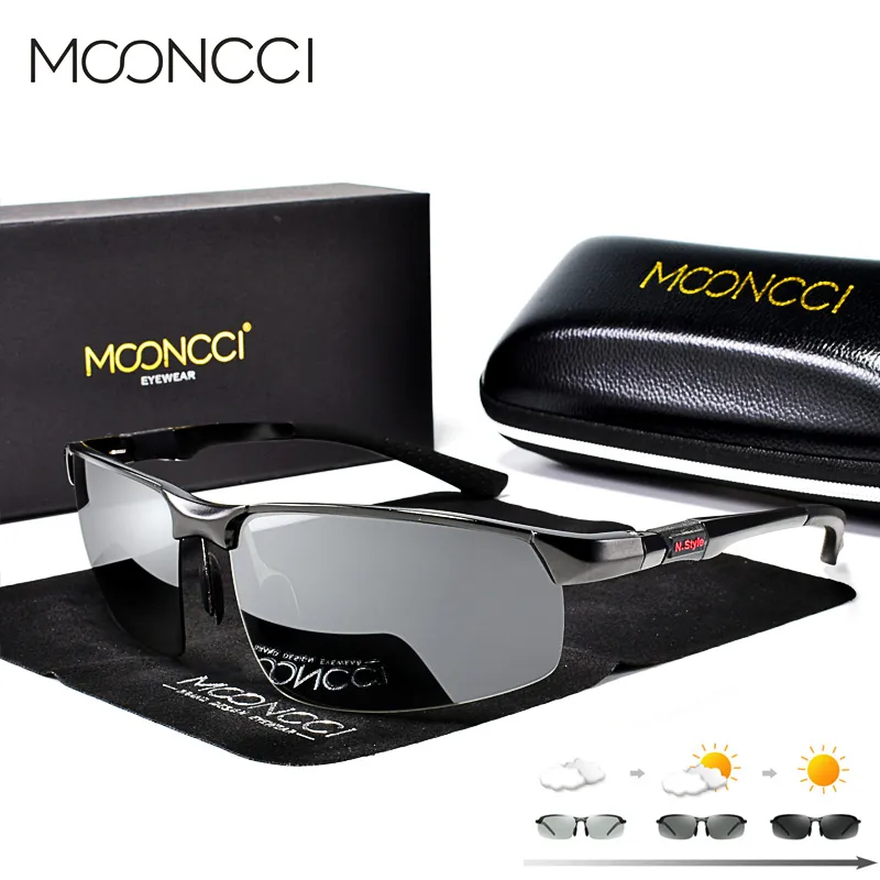 Mooncci aluminium photochromic solglasögon män polariserade kameleon glasögon manlig hd körglasögon anti-glare lunette soleil homme