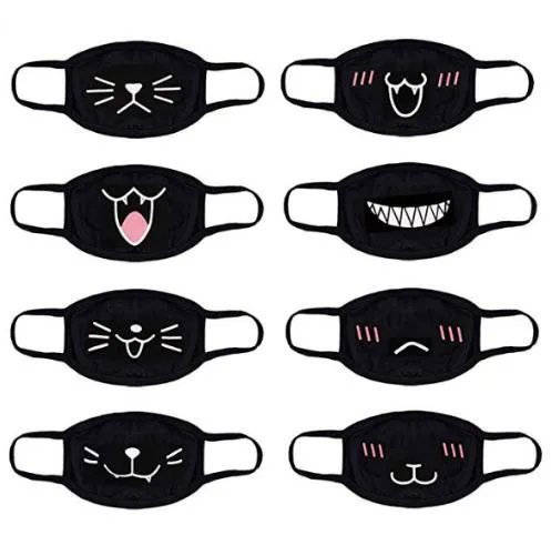 Máscara bucal do anime da moda, 4 pacote preto bonito unisex anti-poeira  Urso Face Boca Kawaii Muffle Máscara para Crianças Adolescentes Homens  Mulheres, Motoção à prova de vento Face Em