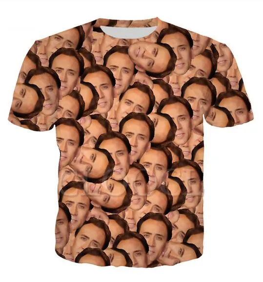 Najnowszy Moda Męskie / Womans Słynny aktor Nicolas Cage Lato Styl Trójniki 3D Print Casual T-shirt Topy Plus Size BB0127