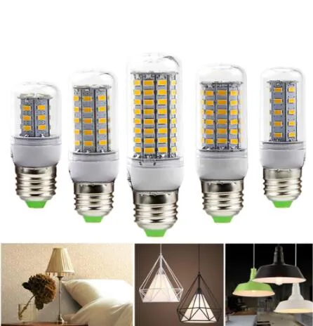 LED 램프 전구 E27 E14 촛불 라이트 Bombillas 220V SMD 5730 홈 장식 램프 샹들리에 스포트 라이트 24 36 48 56 69 106leds