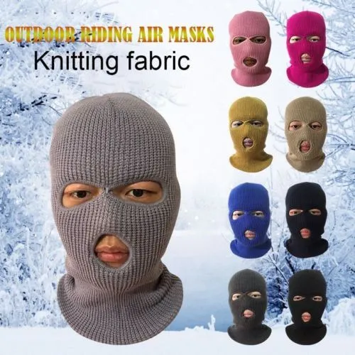 Maschera tattica dell'esercito Maschera a 3 fori Full Face Mask Ski Inverno Cap Balaclava Cappuccio Nuovo