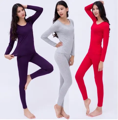 Women's Trousers Top Solid Slim Modal Comfort Women's Body Set Winter Thermal Underwear Large Size XL-6XL