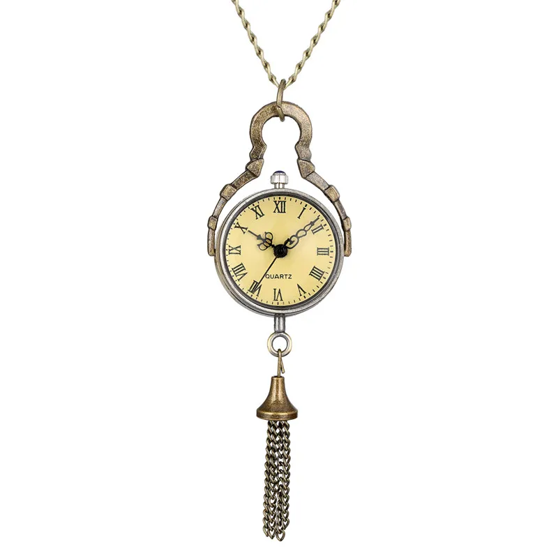 Antik vintage mini glas boll tjur ögon design pocket watch quartz analog display klockor halsband kedja för män kvinnor gåva271r