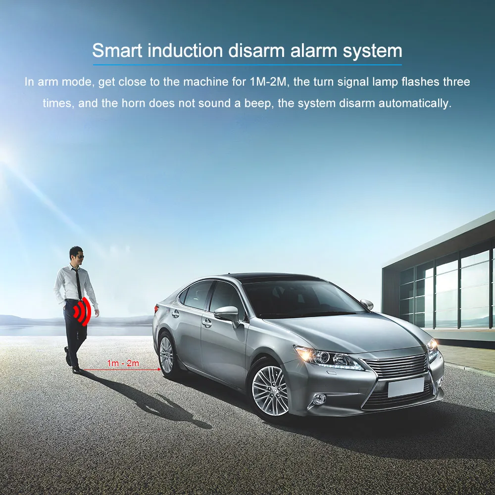 Freeshipping Auto Car Alarm Engine Start Stop Button Remote Start Open and Close Windows Version Smart Key PKE Passive Keyless Entry System