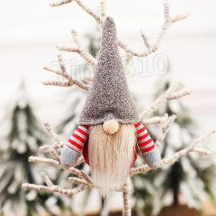 Boże Narodzenie Handmade Szwedzki Gnome Skandynawski Tomte Santa Bez Travless Nordic Pluszowe Zabawki Lalki Ornament Xmas Tree Decor Ornament T2i5604