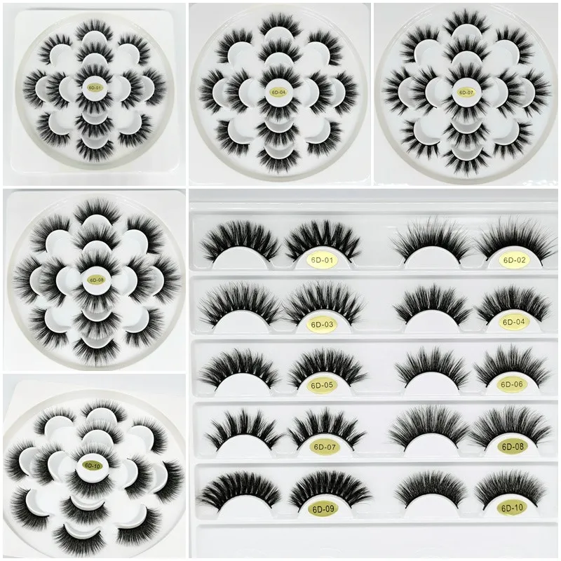 7 paires 6D faux cils de vison 3D cils de vison faux cils naturels Extension de cils épais fleur plateau maquillage