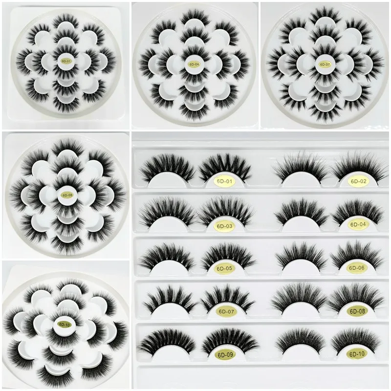 7 paar 6D nep 3D Mink Eyelashes Mink Washes Natural False Wimpers Dikke Wimper Extension Flower Lade Make-up