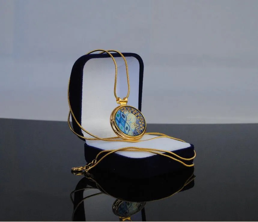 Sea blue heart Series Collares Collar de esmalte chapado en oro de 18 quilates Collares colgantes redondos de calidad superior Joyas de diseño Regalo del día de la madre