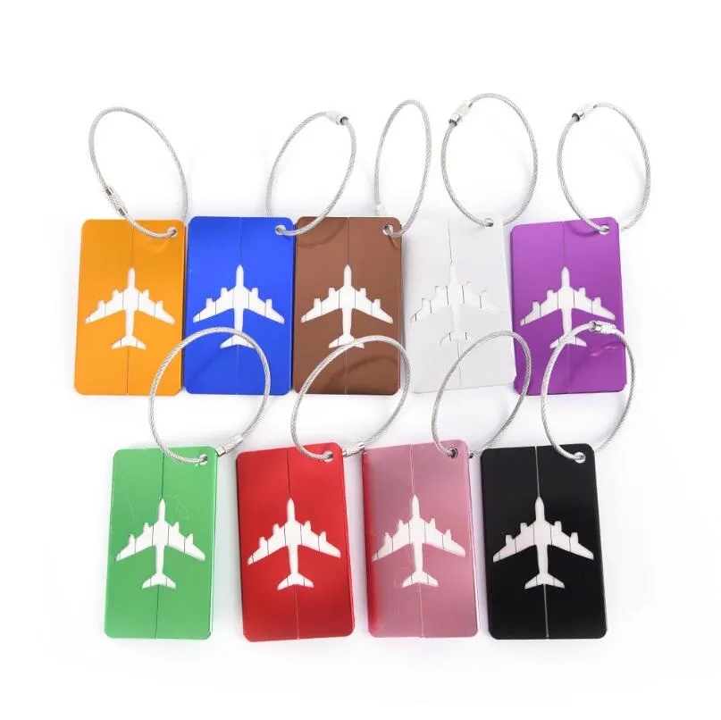 Aircraft Luggage ID Tags Boarding Travel Address ID Card Case Bag Labels Card Dog Tag Collection Keychain Key Rings Toys Gifts LX5174