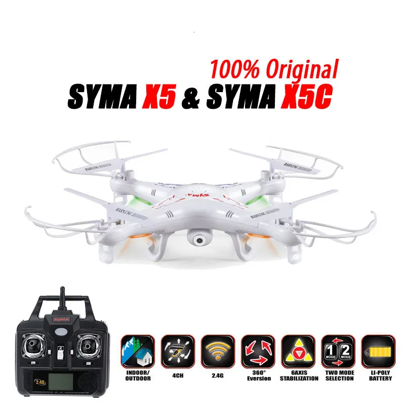 100% Original SYMA X5C (Upgrade Version) RC Drone 6-Axis Remote Control Helicopter Quadcopter With 2MP HD Camera or X5 No Camera